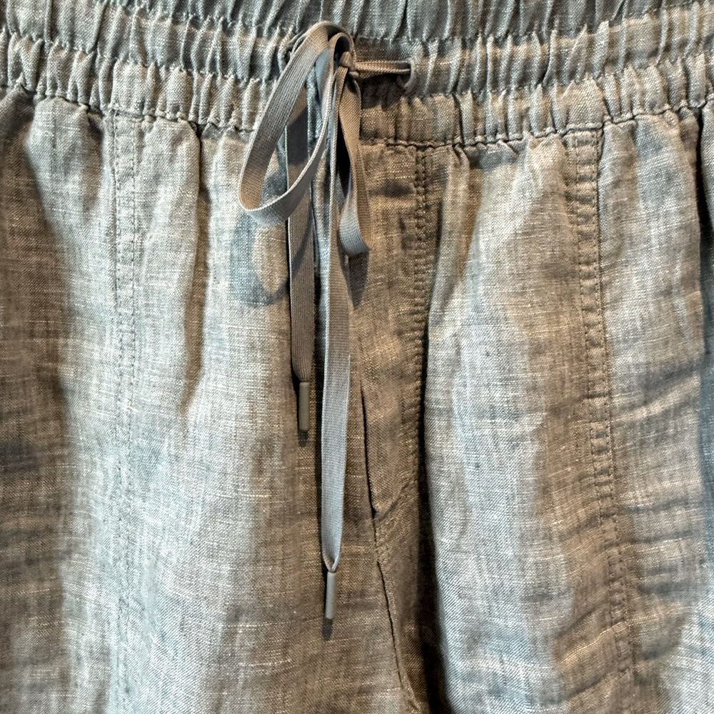 Athleta Cabo Linen Straight Leg Pants Gray Size Medium